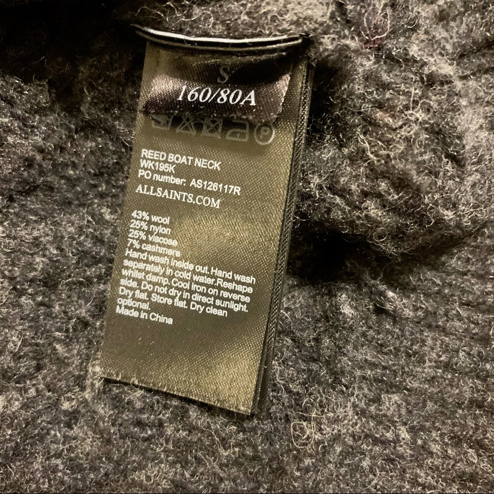 Allsaints Reed Chunky Knit Charcoal Gray Sweater S - Picture 8 of 14
